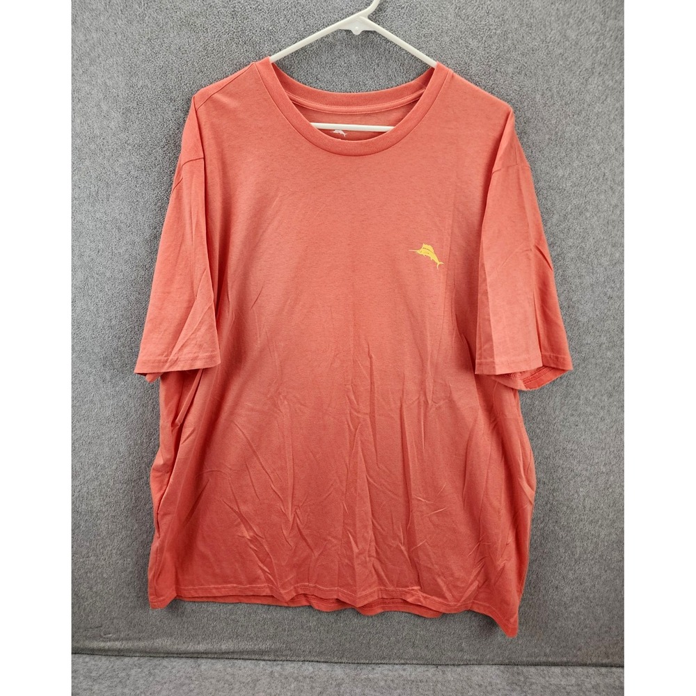 Tommy Bahama The Winning Catch Orange Marlin Graphic Tee Cotton Crew Neck 2XL